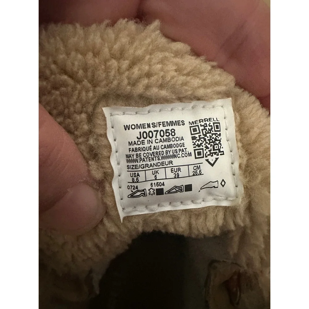 Merrell J007058 Womens Waterproof Suede Sherpa Fleece Boots Tan Orange Size 8.5